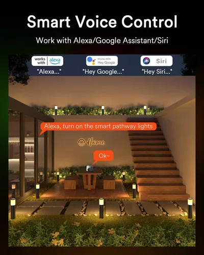 Vista 6 de Lumary 6 Pack Smart Pathway Lights, 3000LM Aluminum Color Changing Wired Landscape Path Lights IP65 Waterproof, RGB&Warm White&Cool White, Wi-Fi