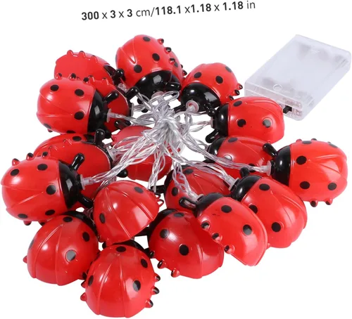 Vista 3 de Cadena de luces de mariquita al aire libre, impermeable, lámpara LED, decoración festiva para jardín, fiesta, escenario, dormitorio