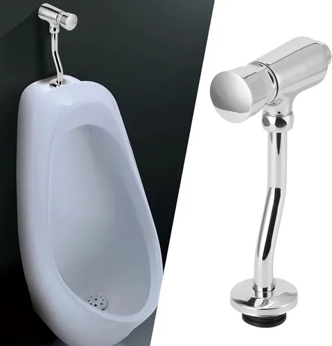 Vista 2 de Zerone Válvula de descarga de orinal, válvula de descarga manual G1/2 de ahorro de agua, juego de válvula de descarga de orinal de cobre, montaje