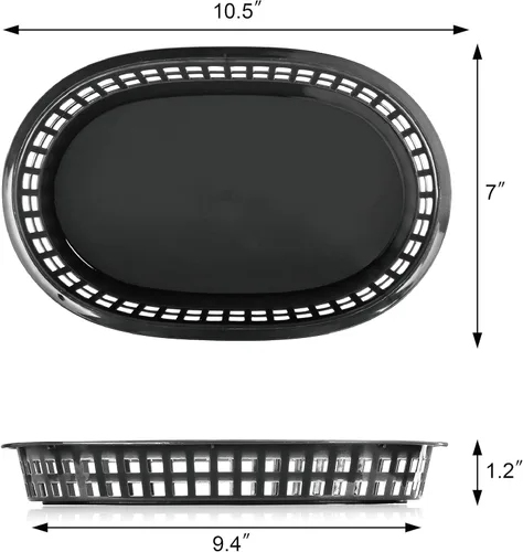 Vista 4 de New Star Foodservice 44041 - Cestas de comida rápida, 10.5 x 7 pulgadas, juego de 12, color negro