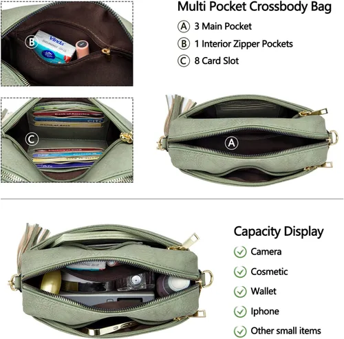 Vista 3 de Roulens Cartera para mujer, de gran capacidad, de piel auténtica, plegable, con bloqueo RFID, tarjetero con bolsillo con cremallera