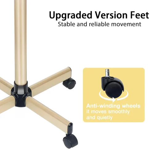 Vista 5 de Bandeja de salón de belleza, bandejas rodantes de salón de oro champán, carrito de servicio de tatuaje con altura ajustable, bandeja de tatuaje