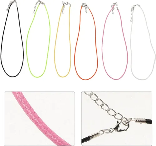 Vista 8 de Waxed Necklace Cord and Waxed String for Bracelets DIY Jewelry Making, 2mm Round Wax Rope 60pcs Multi