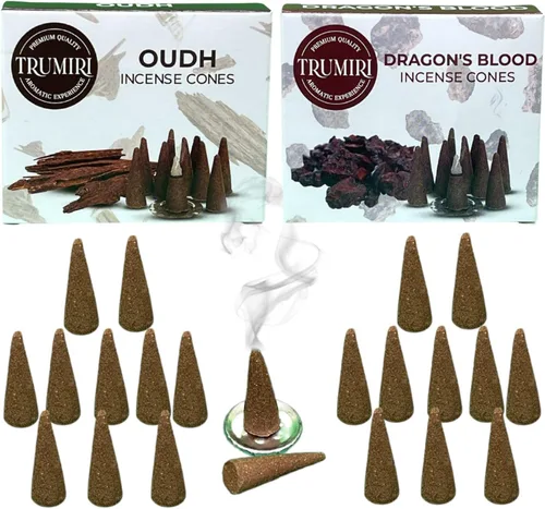 Vista 17 de TRUMIRI Conos de Incienso - Paquete Combo de 20 Conos de Incienso - 10 Cedro + 10 Pino - Conos de Incienso - Conos de Incienso Perfumados - Aromas
