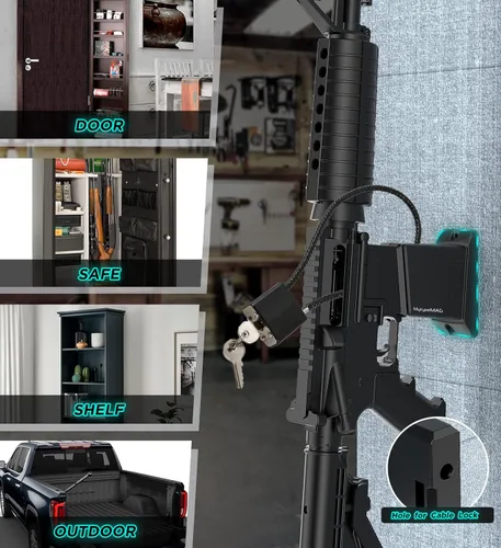 Vista 4 de Soporte de pared para pistola con soporte universal para rifle 223/5.56, pantalla de montaje en pared AR vertical con material PA sólido que permite