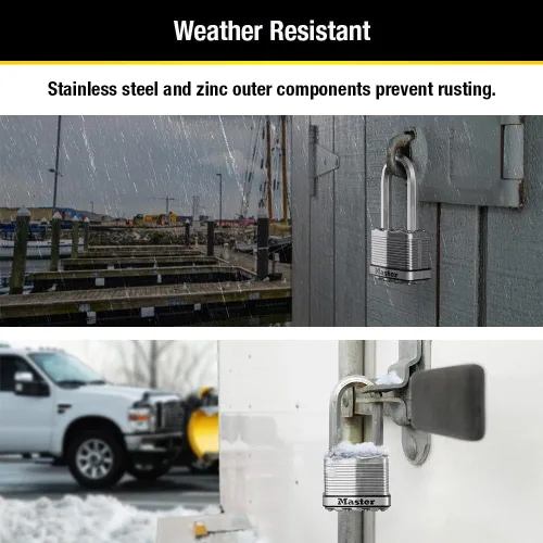 Vista 4 de Master Lock M5XDLH Magnum - Candado resistente con llave, 1 unidad, color plateado