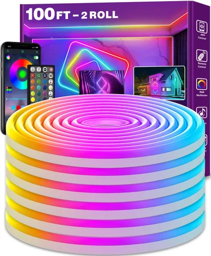 Vista 9 de LETIANPAI Luces de Cuerda de Neón de 120 Pies, Luces de Cuerda LED Flexibles con Control por App/Control Remoto, Múltiples Modos de Sincronización