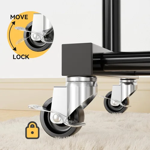 Vista 4 de Perchero doble para colgar ropa, perchero con barra ajustable, color negro