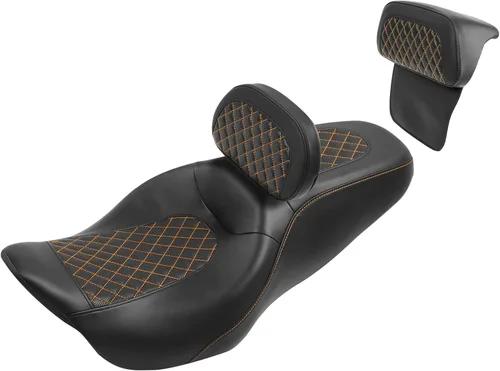 Vista 20 de Asiento de pasajero de 2 piezas para Harley Touring Road King Street Glide Electra Glide Road Glide 2009-2023