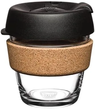 Vista 14 de KeepCup Brew Cork - Taza de café reutilizable de vidrio templado y corcho natural, M 12 oz/340 ml - Negro