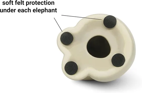 Vista 6 de Loving Pair of Elephants in Beige & Grey - Modern Ceramic Sculpture - Figurine as a Set - Decoration Figure 6.3" high - Ornament Elephant in Love