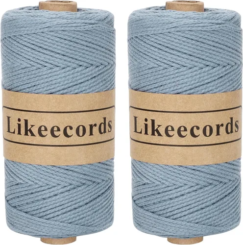 Vista 25 de Likeecords 100% Hilo de Ganchillo de Algodón Cordón de Bolsa de 2mm 170m Cordón de Macramé de 2mm Hilo de Crochet Cuerda de Macramé Regalo para Verde