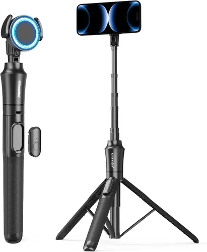 UBeesize Trípode magnético de 72 pulgadas para iPhone con control remoto, soporte extensible para teléfono celular, compatible con MagSafe, trípode