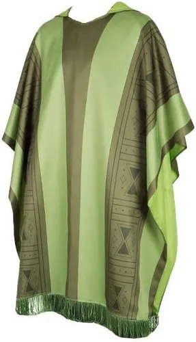 Vista 5 de Bruno - Disfraz de poncho con capucha verde capa de Halloween uniforme de vestir para adultos y niños