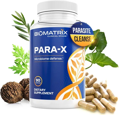 BioMatrix para-X Suplemento de limpieza digestiva, fórmula herbaria - Ajenjo, berberina, nogal negro, artemisinina, hoja de olivo, para humanos |