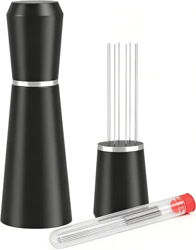 Jeymei herramienta de distribución de espresso WDT, agitador de café de 8 agujas de 0,35 mm con 8 agujas adicionales, acero inoxidable 304, mango de