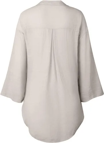 Vista 39 de Camisas de manga larga con botones para mujer, asimétricas, casuales, con cordones, túnica de gran