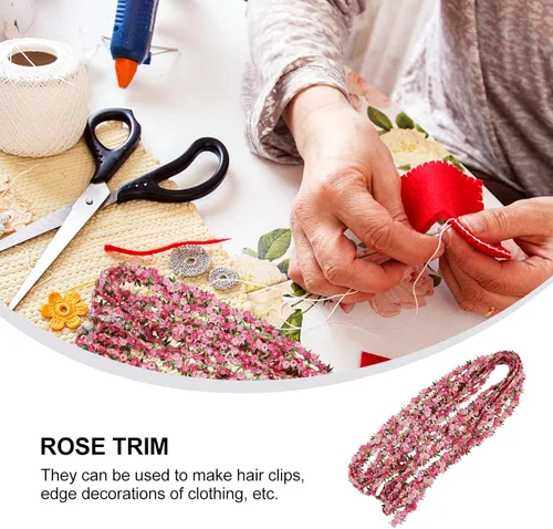 Vista 8 de EXCEART Cinta floral de encaje rosa DIY apliques de boda para manualidades de costura 14.8 ft (rojo)