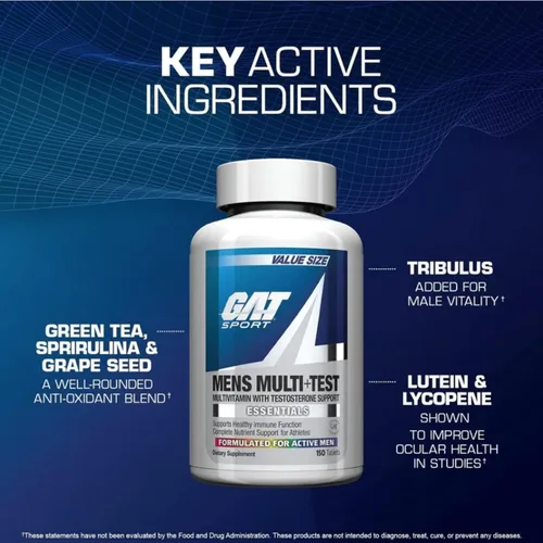 Vista 7 de GAT SPORT Tabletas multivitamínicas premium para hombres Multi + Test (60 unidades)