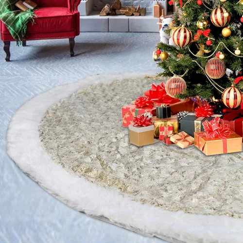 SHENG HONG Falda de árbol de Navidad, faldas de árbol de Navidad de felpa de 72 pulgadas para Navidad, decoraciones de fiesta de vacaciones,