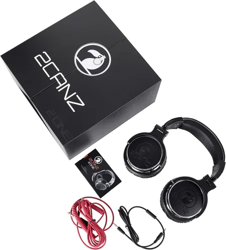 Vista 6 de 2CANZ Auriculares profesionales con cable para DJ, controladores de neodimio de 1.969 in, parte trasera cerrada, almohadillas de felpa Comfrasoft