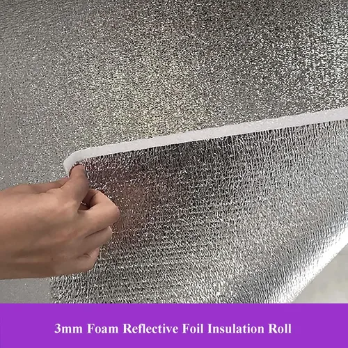 Vista 8 de Rollo de aislamiento de lámina reflectante, escudo térmico de aluminio de doble cara, núcleo de espuma de 0.118 in, barrera térmica