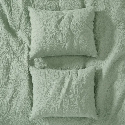 Vista 8 de palassio Juego de ropa de cama de edredón de paisley verde salvia, 100% algodón, tamaño individual, con 1 funda de almohada, bohemio floral ligero