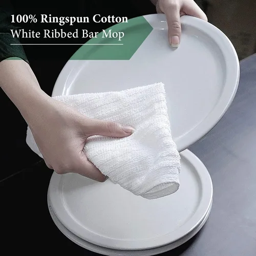 Vista 2 de Juego de 24 trapos de cocina de 16 x 19 pulgadas, 100 % algodón, absorbente, para cocina, trapos de limpieza para restaurantes