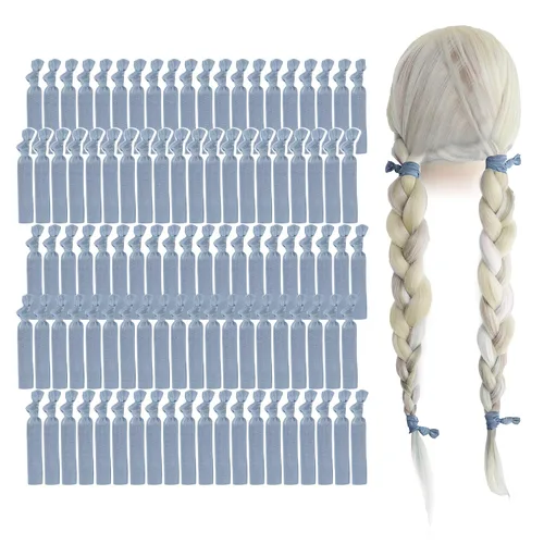 Vista 37 de MEEDEE Paquete de 100 lazos para el cabello, color negro, sin pliegues, nudos suaves para mujeres, sin daño, adecuado para colas de caballo, yoga