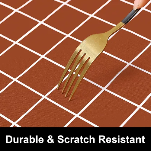 Vista 289 de Mantel rectangular, manteles de plástico elásticos ajustables con parte trasera de franela para mesas de 4 pies, manteles de vinilo impermeables