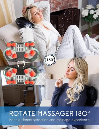 Vista 4 de Zyllion ZMA-13 Shiatsu Pillow Massager y ZMA-25 8-Node Shiatsu Pillow Massager Bundle (negro)