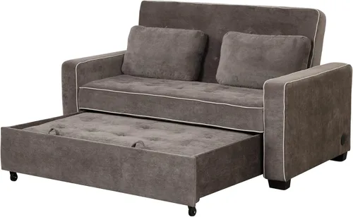 Vista 15 de Merax Cama tapizada de lino de 65.7 pulgadas, sofá cama extraíble adjunta 2 cojines, puerto de carga USB doble y respaldo ajustable para sala de Gris