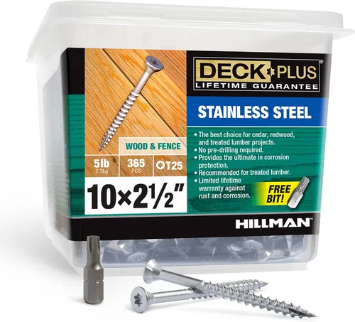 Vista 45 de Deck Plus Tornillos para valla y madera exterior con revestimiento epoxi de 2 pulgadas #8 x 2 Torx/Star Drive incluido, rosca gruesa, tornillo