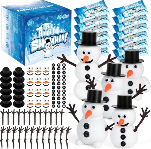 Vista 9 de 4 Pack de Manualidades Navideñas, Manualidad de Muñeco de Nieve de Arcilla de Secado al Aire, ¿Quieres Construir un Muñeco de Nieve? Rellenos