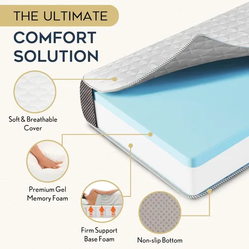 Vista 2 de Colchón triple plegable con capa de espuma viscoelástica, colchón plegable triple de 4 pulgadas con funda lavable, tamaño individual de 75 x 25 x 4