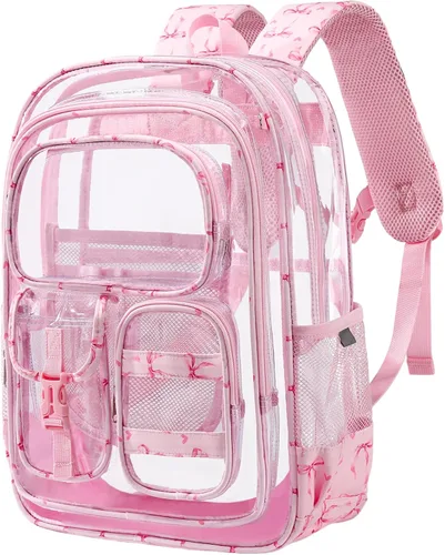 Vista 28 de Mochila transparente de tres capas, bolsa transparente resistente para niños, mochila transparente para niñas y niños (beige)