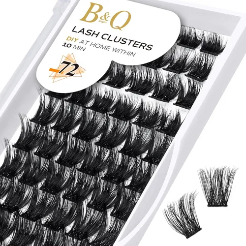 Vista 17 de B&Q Racimos de pestañas finas completos B49, racimos de pestañas 156 piezas, extensiones de pestañas cómodas en bandeja, 8-18 mm, pestañas