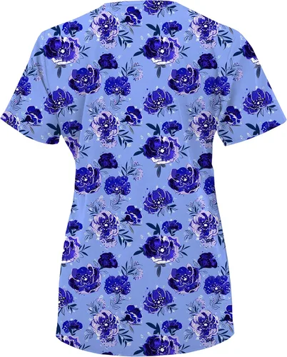 Vista 4 de Green Town Scrubs for Women Scrub Set - Print Top and Jogger Pant, Easy Care Uniforms