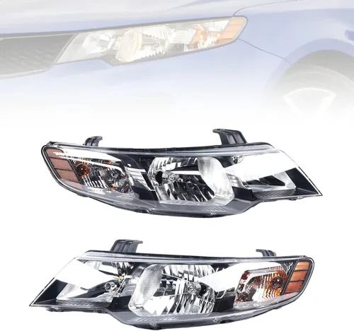 TBVECHI Para 2010 2011 2012 2013Kia Forte Koup Conjunto de faros delanteros halógenos de repuesto, lado izquierdo + derecho, carcasa negra, lente