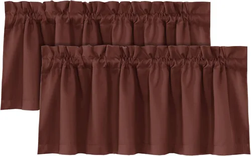 Vista 31 de H.VERSAILTEX Cenefas de cortina 100% opacas para ventanas, 2 paneles con aislamiento térmico, bolsillo para barra, pequeña cenefa corta para cocina