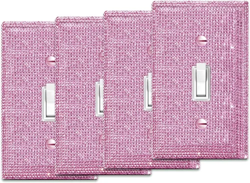 Vista 21 de Cubierta de interruptor de diamantes de imitación dorada brillante - Placa de interruptor de luz con purpurina