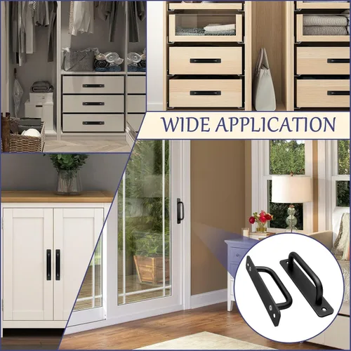 Vista 6 de Hitefu 2 manijas de puerta corrediza estilo granero, manija de puerta de puerta de aleación de aluminio de 5.9 pulgadas, tiradores de puerta