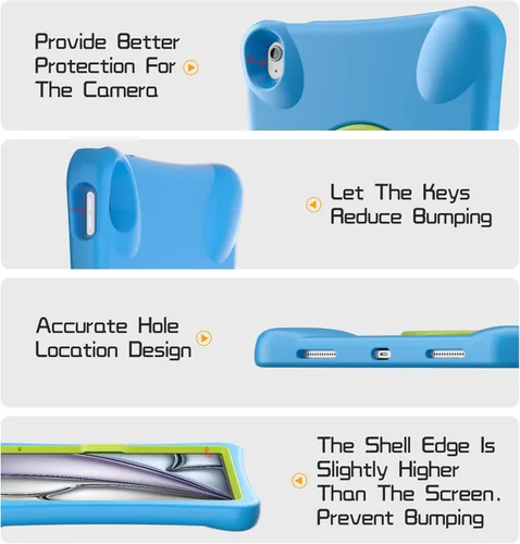 Vista 6 de Pepkoo Funda para iPad Air de 13 pulgadas para niños con soporte giratorio de 360°, funda de mango de EVA a prueba de golpes para iPad Air de 13