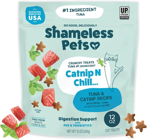 Vista 7 de Shameless Pets Golosinas para gatos con Catnip y pollo para la salud digestiva, crujientes