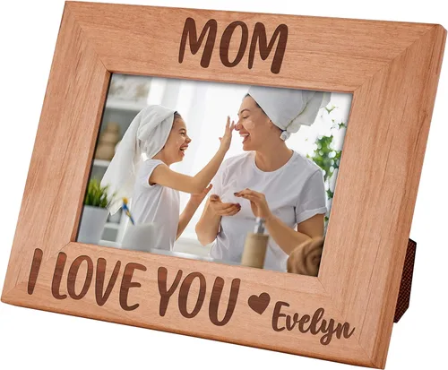 Marco de fotos personalizado para regalos de mamá de hija e hijo, 4 x 6, 5 x 7, 8 x 10, mamá y yo, marco de fotos de madera de aliso personalizado