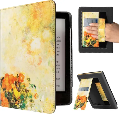 Vista 15 de CoBak - Funda para Ereader de piel sintética duradera con función de apagado y encendido automático, ranura para tarjetas y correa para la mano - Se