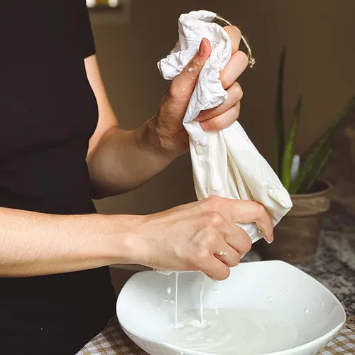 Vista 4 de Bolsa coladora de malla fina de grado alimenticio, 100 malla de 150 micrones, reutilizable, lavable, bolsa de tela de nailon con cordón