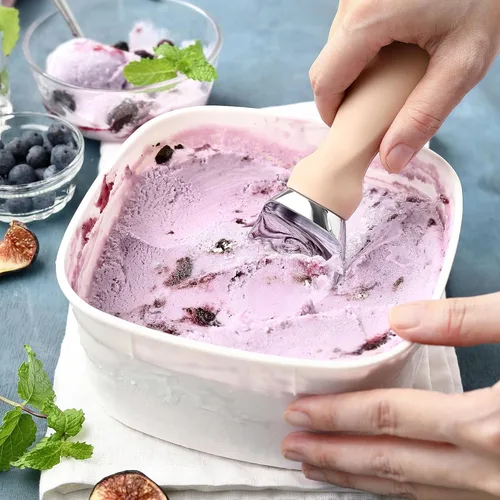 Vista 2 de Spring Chef Cuchara de helado con mango cómodo, cuchara profesional resistente y resistente, herramienta de cocina premium para masa de galletas
