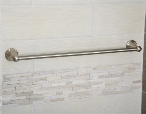 Vista 3 de Yaxa Basics Barra Moderna Recta para Toallas de Baño, 24 pulgadas, Níquel Satinado