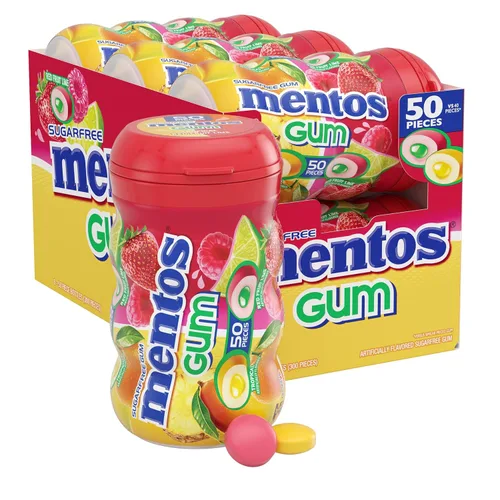 Vista 11 de Mentos Chicle Pure Fresh sin azúcar con xilitol, gaulteria, a granel, botella de 50 piezas (paquete de 6)